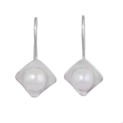 Diamond-Shaped Cultured Pearl Drop Earrings from Peru