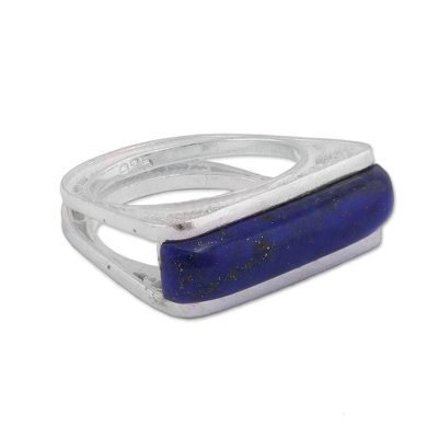 Lapis Lazuli and Silver Filigree Cocktail Ring from Peru