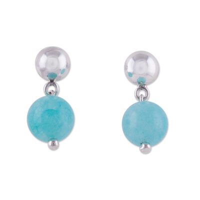 Amazonite and Sterling Silver Dangle Earrings from Peru