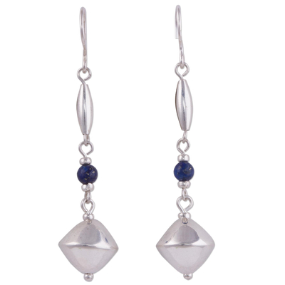 Lapis Lazuli and Sterling Silver Dangle Earrings from Peru