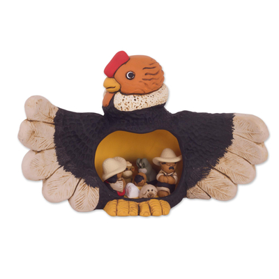 Condor Theme Andean Christmas Nativity Scene in Ceramic