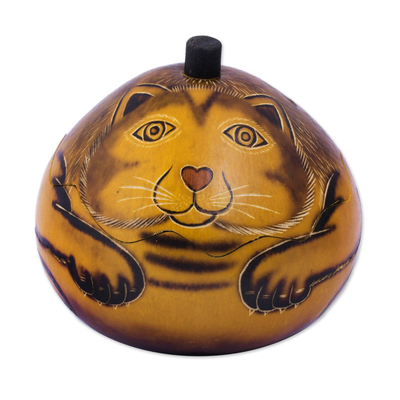 Andean Artisan Crafted Dried Mate Gourd Cat Box