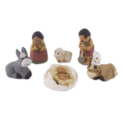 Petite Ceramic Andean Nativity Scene (6 Pieces)