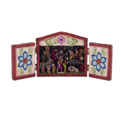 Cemetery for Day of the Dead Handcrafted Retablo Diorama