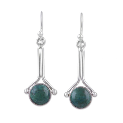 Chrysocolla and Sterling Silver Earrings from Peru