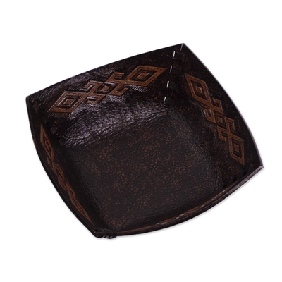 Pre-Hispanic Motif Handcrafted Tooled Leather Catchall