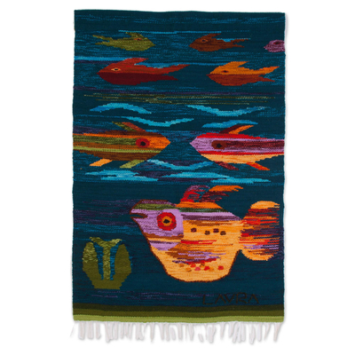 Handwoven Wool Fish Tapestry from Peru