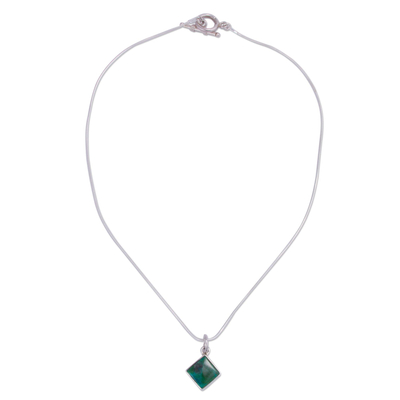 Chrysocolla and Silver Necklace Handcrafted in Peru