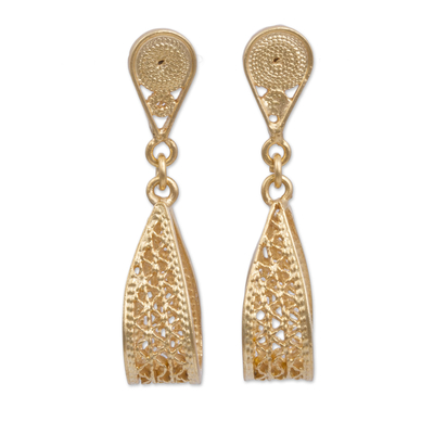Gold Plated Sterling Silver Filigree Earrings from Peru