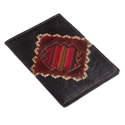 Dark Brown Leather Passport Cover with Incan Cross Design