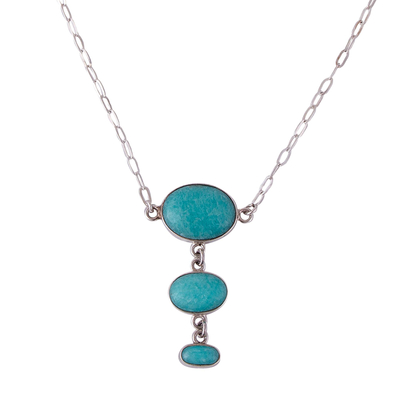 Amazonite and Sterling Silver Pendant Necklace from Mexico