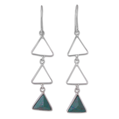 Peruvian Sterling Silver and Chrysocolla Dangle Earrings