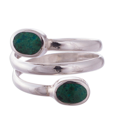 Handcrafted Green-Blue Chrysocolla Wrap Ring