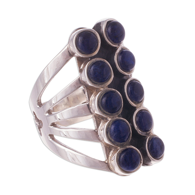 Sodalite and Sterling Silver Modern Cocktail Ring from Peru