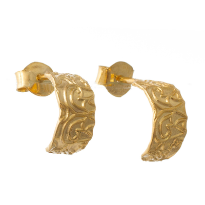 Gold Plated Sterling Silver Half-Hoop Earrings from Peru