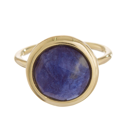 Gold Plated Sodalite Single Stone Ring from Peru