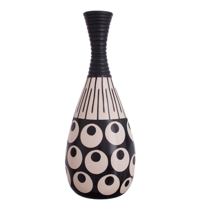 Chulucanas-Inspired Ceramic Decorative Vase from Peru