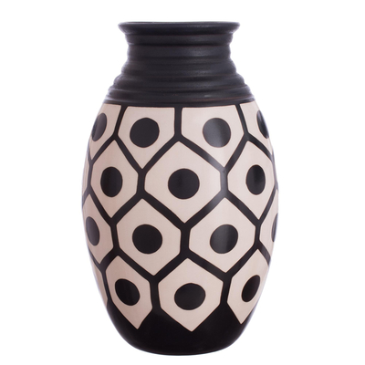 Geometric Chulucanas Ceramic Decorative Vase from Peru