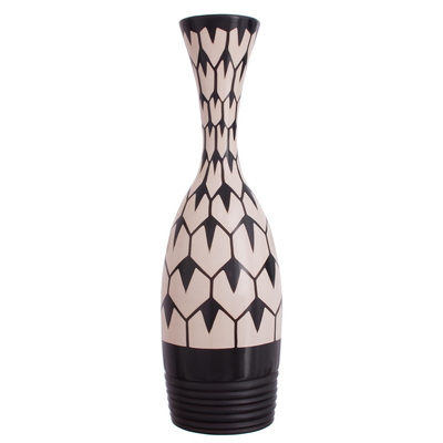 Hexagon Motif Chulucanas Ceramic Decorative Vase from Peru