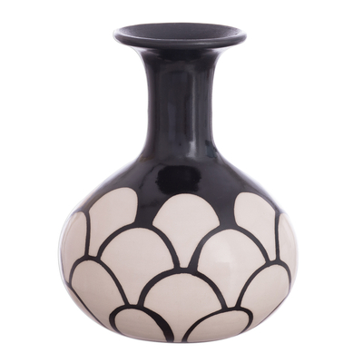 Petal Motif Chulucanas Ceramic Decorative Vase from Peru