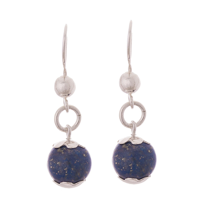 Floral Lapis Lazuli Dangle Earrings Crafted in Peru