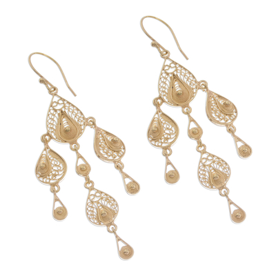 24k Gold Plated Sterling Silver Filigree Earrings from Peru