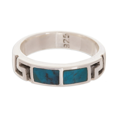 Inlay Chrysocolla and Sterling Silver Modern Band Ring