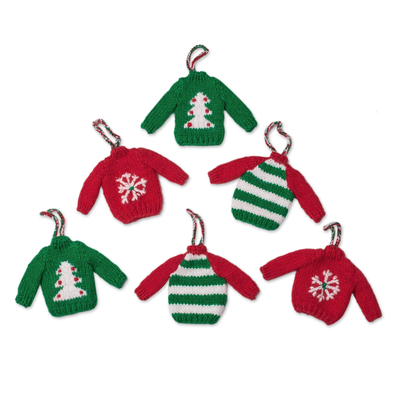 Knit Mini Sweater Ornaments from Peru (Set of 6)