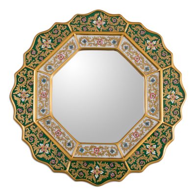 Reverse Painted Glass Wall Mirror