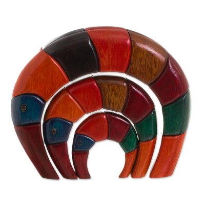 Colorful Wood Sculptures from Peru (Set of 3)