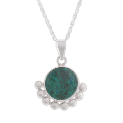 Natural Chrysocolla Pendant Necklace from Peru