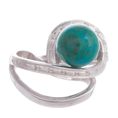 Natural Chrysocolla Cocktail Ring from Peru