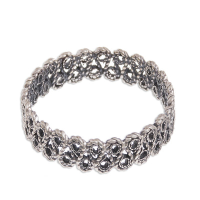 Spiral Pattern Sterling Silver Band Ring from Peru