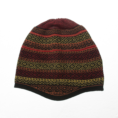 Multicolored Alpaca Blend Knit Hat from Peru