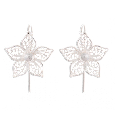 Floral Sterling Silver Filigree Drop Earrings from Peru