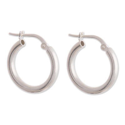 Sandblasted Sterling Silver Hoop Earrings from Peru