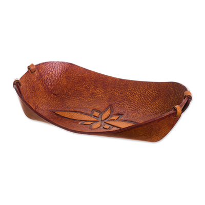 Handcrafted Leather Catchall from Peru