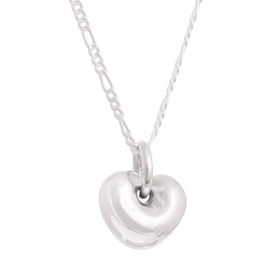 High-Polish Sterling Silver Heart Necklace from Peru