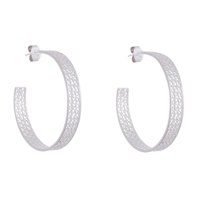 Sterling Silver Filigree Half-Hoop Earrings from Peru
