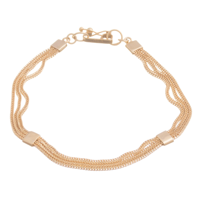 21k Gold Plated Sterling Silver Chain Bracelet from Peru