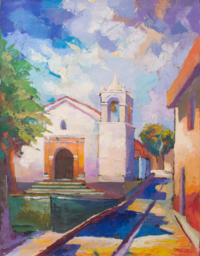 Impressionist Painting of Carmen Del Alto Church in Peru