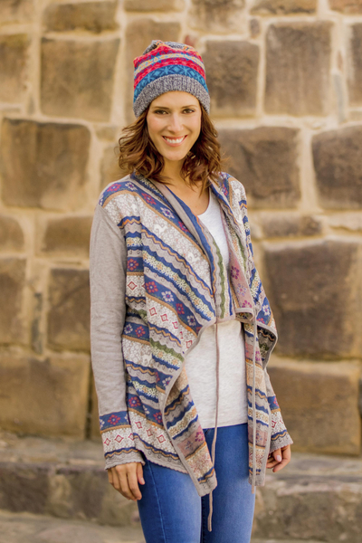 Cotton and Acrylic Blend Cardigan from Peru