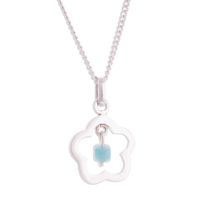 Flower-Shaped Amazonite Pendant Necklace from Peru