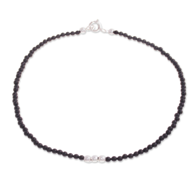 Agate Beaded Anklet in Black from Peru
