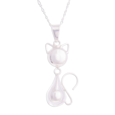Peruvian Cat Sterling Silver Pendant Necklace