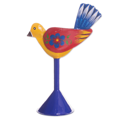 Dove-Themed Recycled Metal Candle Holder from Peru