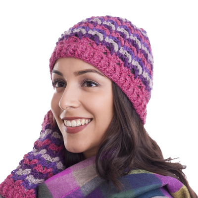Striped 100% Alpaca Crocheted Hat from Peru