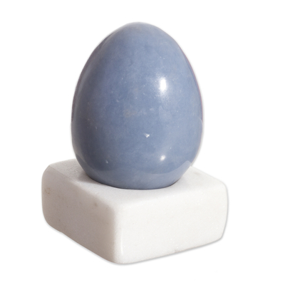 Egg-Shaped Angelite Gemstone Figurine from Peru