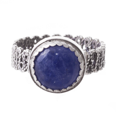 Sodalite Filigree Cocktail Ring Crafted in Peru