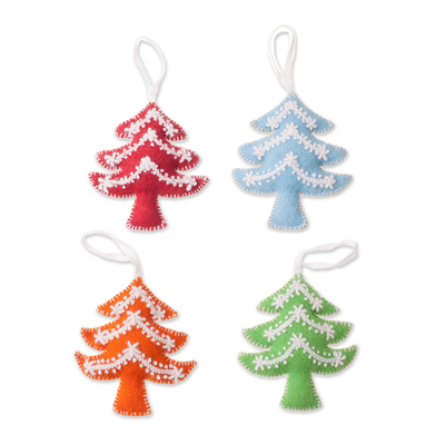 Assorted Wool Tree Ornaments from Peru (Set of 4)